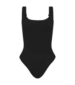 Hunza G Domino Swim Crinkle Badedrakt Sort