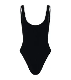 Hunza G Faye Contrast Swim Crinkle Badedrakt Sort Og Hvit