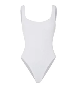 Hunza G Square Neck Swim Crinkle Badedrakt Hvit