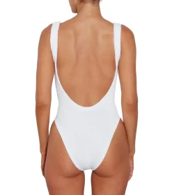 Hunza G Square Neck Swim Crinkle Badedrakt Hvit