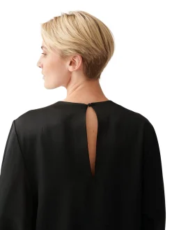 Julie Josephine Satin Bell Sleeve Blouse Skjorte Sort