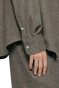 Julie Josephine Sophie Wool Blend Shirt Skjorte Gråbrun