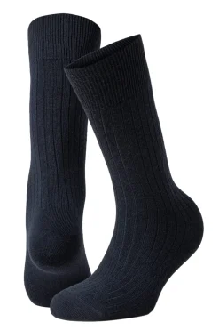 Panos Emporio 2PK Calle Premium Mercerized Wool Rib Sokker Mørkeblå