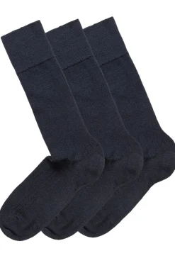 Panos Emporio 2PK Calle Premium Mercerized Wool Rib Sokker Mørkeblå