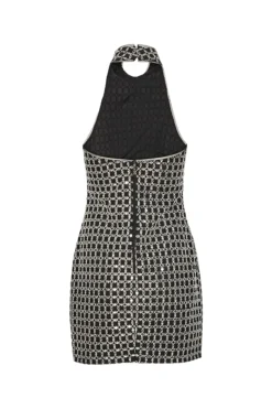 ROTATE Beaded Halterneck Dress Kjole Sort Mønster