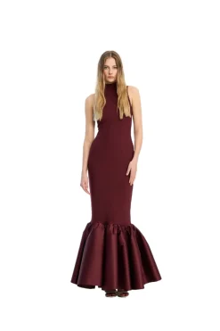 ROTATE Fitted Maxi Dress Kjole Burgunder