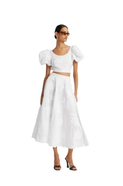 ROTATE Flower Maxi Skirt Skjørt Hvit