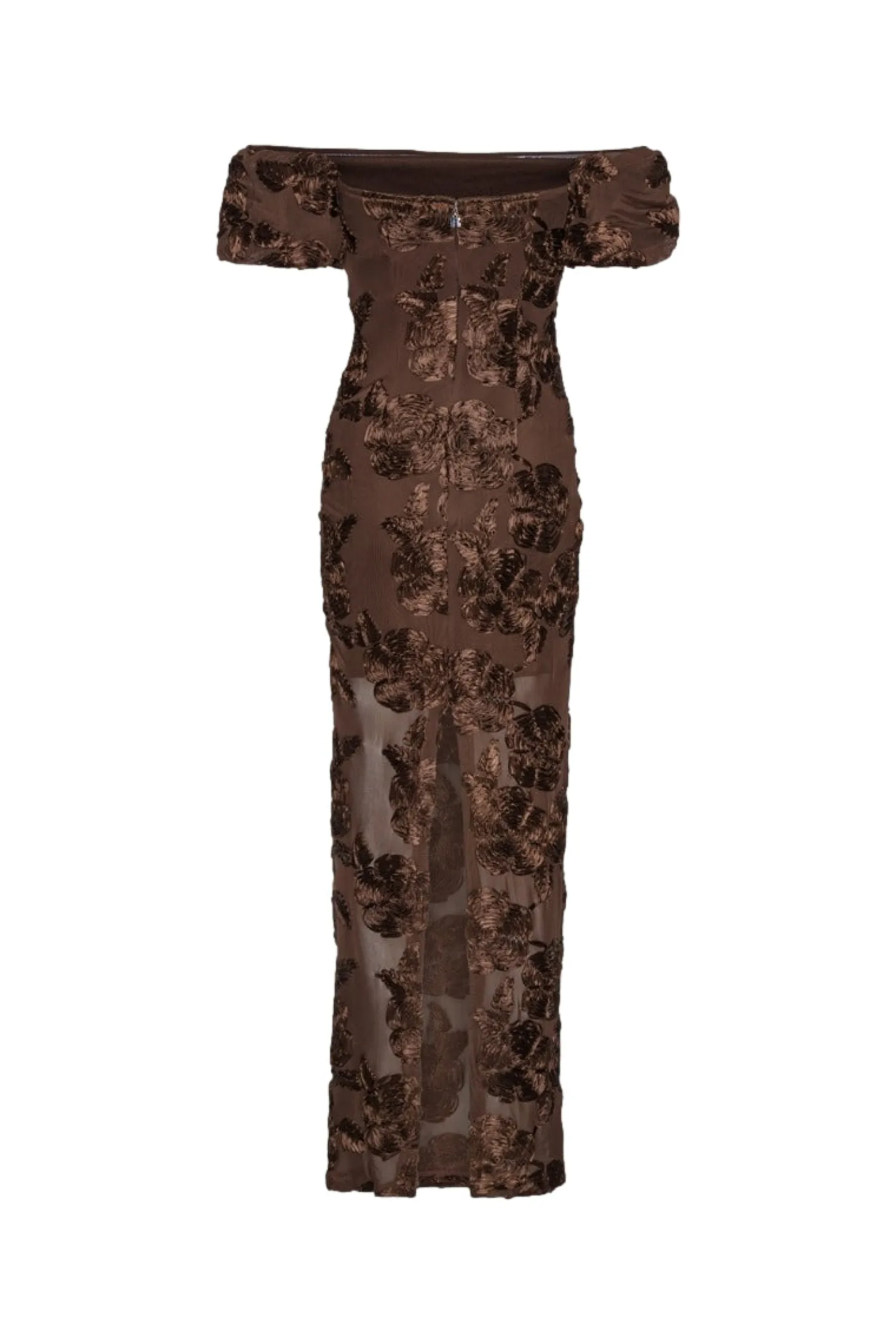 ROTATE Flower Mesh Maxi Dress Kjole Brun