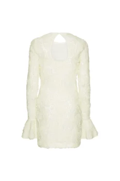 ROTATE Flower Mesh Mini Dress Kjole Off-White