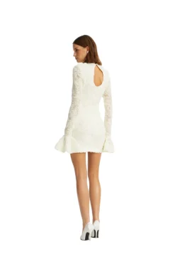 ROTATE Flower Mesh Mini Dress Kjole Off-White