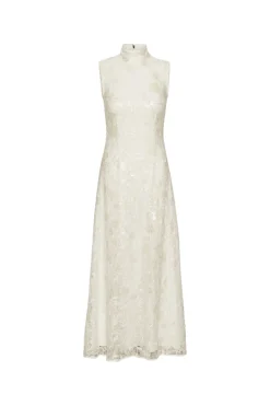ROTATE Lace Sequin Maxi Dress Kjole Off-White