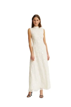 ROTATE Lace Sequin Maxi Dress Kjole Off-White