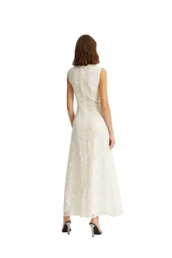 ROTATE Lace Sequin Maxi Dress Kjole Off-White