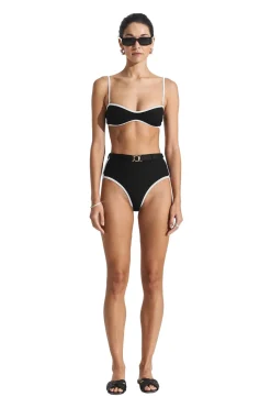 Seaquelle Ribbed Bikini Top Badetøy Sort Og Hvit