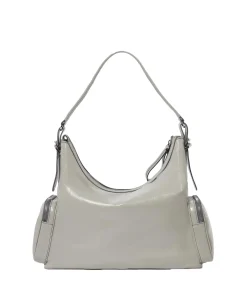 Stella McCartney Dartmoor Shoulder Bag Cracked Patent Veske Lysegrå
