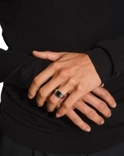 Tom Wood Kay Ring Black Larvikite Ring Sølv