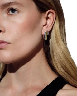 Tom Wood Step Huggies Duo CZ Øredobber Sølv Og Gull