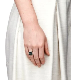 Tom Wood The Cushion Green Marble Ring Sølv