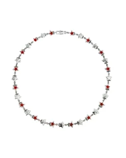 TwoJeys Red Enameled Stars Necklace Smykke Sølv Og Rød