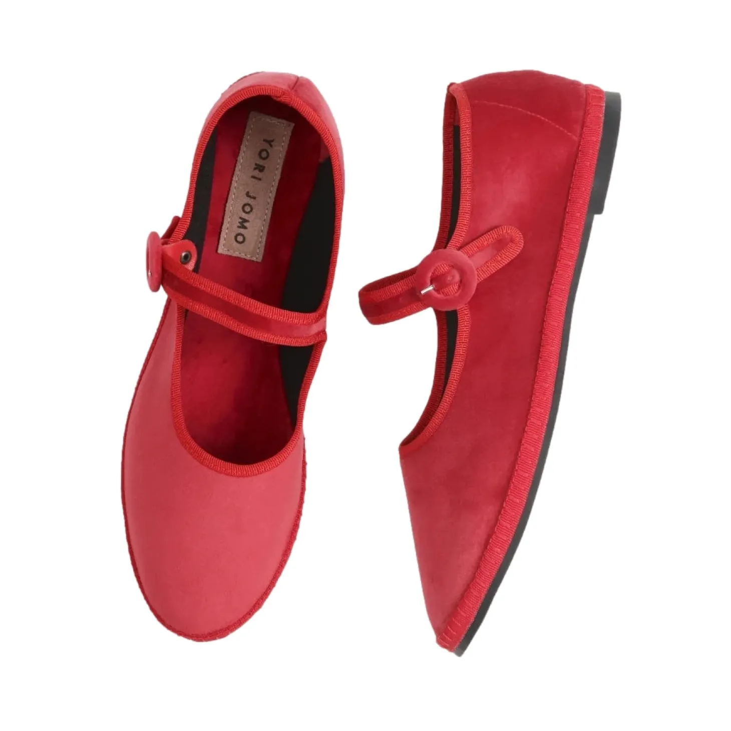 Yori Jomo Mary Jane Flats Velluto Sko Rød